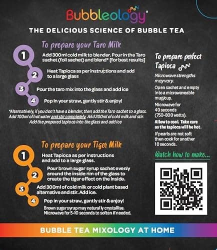 Bubbleology Milk Tea Mixology Kit with Tapioca Pearls (Pack of 1) Makes 4 Delicious Bubble Teas | 2 Brown Sugar Milk & 2 Taro Milk with Instant Tapioca Pearls thumbnail 8