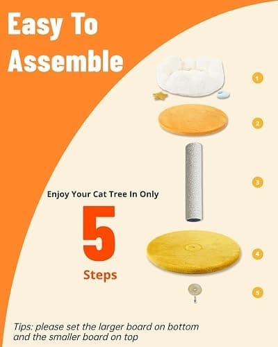 Happi N Pets Cloud Cat Tree, Cat Scratching Post with Bed, Small Cat Tree for Kittens, Cat Scratch Post with Cloud-Shaped Soft Perch & Cute Toys, Removeable Cover, Bonus Catnip thumbnail 6