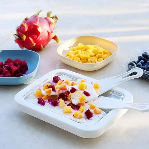 Jognee Ice Cream Roller Maker Pan, White, Includes 2 Spatulas, Manual Operation for Rolled Ice Cream, Sorbet, Frozen Yogurt, Gelato thumbnail 2