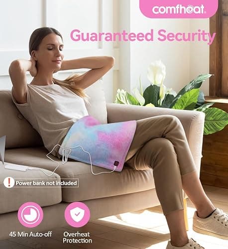 Comfheat USB Heating Pad, 5V Heated Travel Pads, 3 Heat Settings & Auto Shut Off, Hot Therapy for Pain Relief Abdomen Cramps (16"x 12") (Non-Chargeable) Colorful - Colorful thumbnail 4
