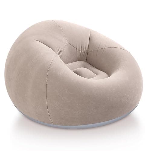 Realspring Inflatable Bean Bag Chairs for Adult Blow up Chairs Lazy Sofa Folding Portable Inflatable Chair for Movie Outdoor Room Bedroom Reading Camping(Coffee) - Image 1