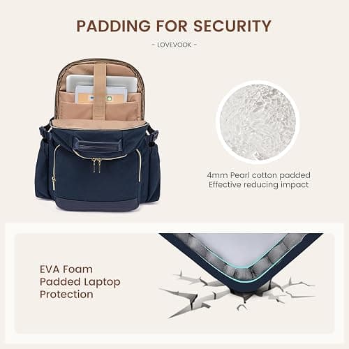LOVEVOOK Laptop Backpack for Women with Pouch Pocket for Large Capacity Cup,15.6 Inch Laptop Computer Bag Travel Backpack Purse,Waterproof Work Business Backpack College Teacher Bags,Dark Blue thumbnail 4