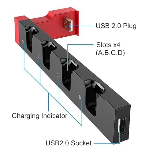 Charging Dock Compatible with Nintendo Switch & OLED Model Joycons, Joycon Controller Charger Dock Station for Charges up to 4pcs Joypad, Charging Stand Station for Nintendo Switch/OLED Model thumbnail 6