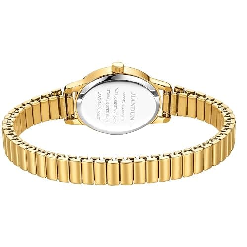 JIANDUN Petite Women's Easy Reader Glod Watch, Analog Women Watch with Stainless Steel Expansion Band, Water Resistant thumbnail 3