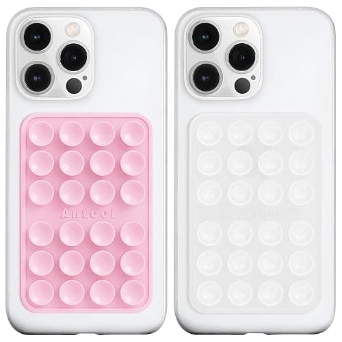 Anteel 2 Pack Silicone Suction Phone Case Adhesive Mount, Upgraded Thickened and Enhanced Suction Power Sticky Phone Grip, Hands-Free Sticky Phone Holder, 2.28"x3.46" (LPK&TP) - Image 1