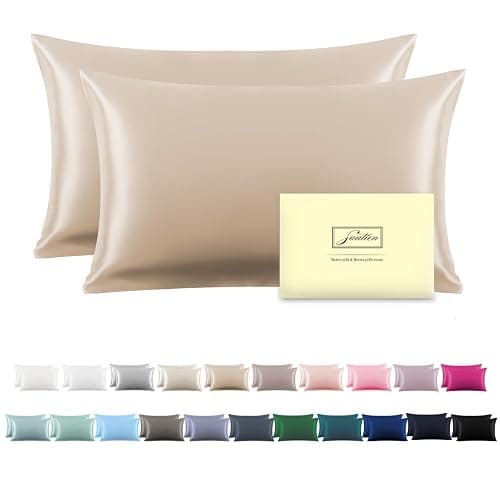 Silk Pillowcase for Hair and Skin,Soft,Breathable and Sliky 100% Standard Size Pillow Cases Set of 2,Both Sides Natural Mulberry Silk Pillowcases with Hidden Zipper(Standard Size 20"X 26",2pcs) - Image 1