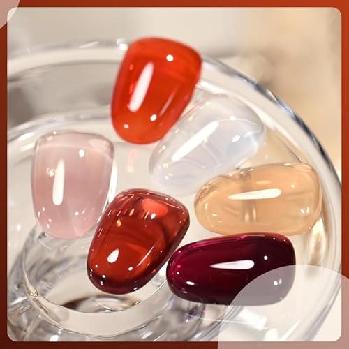GAOY Jelly Brown Gel Nail Polish of 6 Transparent Nude White Dark Red Colors Sheer Gel Polish Kit for Salon Gel Manicure and Nail Art DIY at Home thumbnail 6