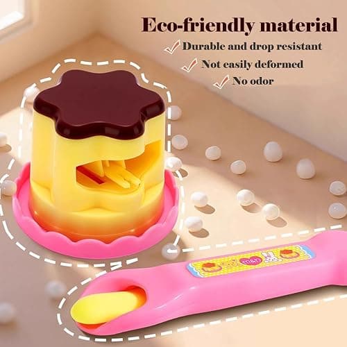 Pudding Ice Cream Feeding Toys for Dolls,Pretend Play Food Kitchen Accessories, Doll Role Play Girl Gifts Toys (Pink) thumbnail 2