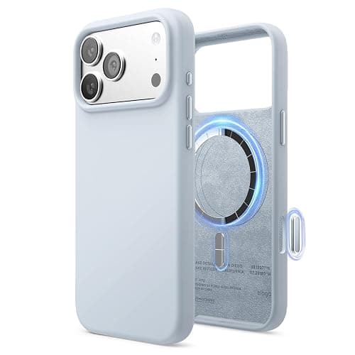 elago for iPhone 17 Pro Max Case, Premium Magnetic Silicone Case, Compatible with MagSafe, Liquid Silicone Material, Protective Cover, Shockproof, Slim Phone, 6.9 inch (Light Blue) - Image 1