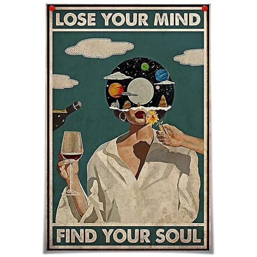 Vintage Lose Your Mind Find Your Soul Poster Mental Health Inspirational Quote Canvas Wall Art Aesthetic Posters Music Girl Print Painting Abstract Wall Decor for Bed Room Bathroom 12x16in Unframed - Image 1