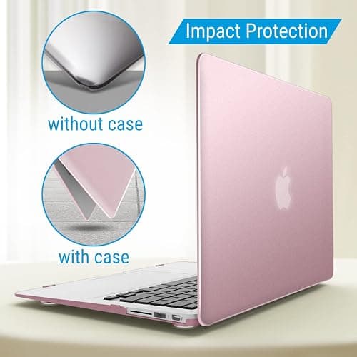 IBENZER Compatible with MacBook Air 11 Inch Case Model A1370 A1465, Soft Touch Plastic Hard Shell Case Bundle with Keyboard Cover & Screen Protector for Mac Air 11, Pink Gold, A11MPK+2A thumbnail 8