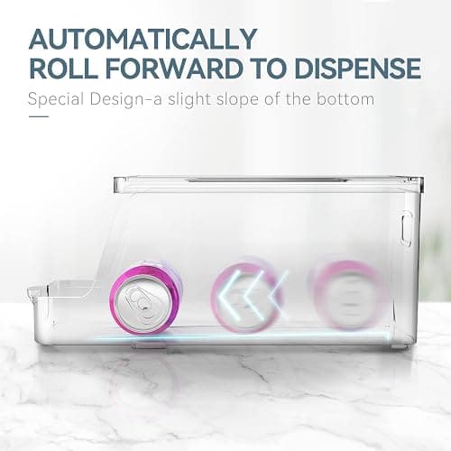 Soda Can Dispenser for Refrigerator with Lids, Stackable Drink Organizer for Fridge, Clear Plastic Refrigerator Organizer Bins, Beverage Can Holders for Pantry, Freezer, Kitchen, Cabinets Set of 2 thumbnail 4