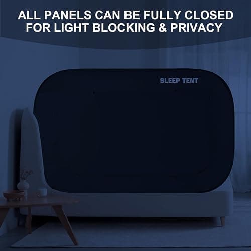 Bed Canopy Bed Tent Dream Tents Privacy Space Twin Size Sleeping Tents Indoor Pop Up Portable Frame Curtains Breathable with Mosquito Mesh Window for Kids and Adult (Mattress Not Included) Black thumbnail 4