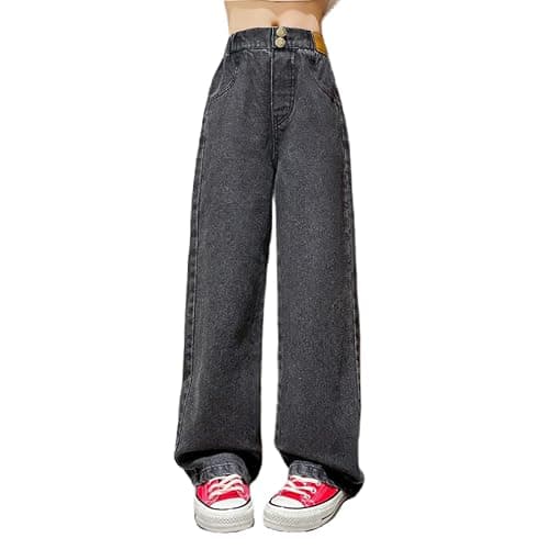 Milokado Kids Girls Baggy Jeans Casual Wide Leg High Waist Denim Pants Size 5-14 Years - Image 1