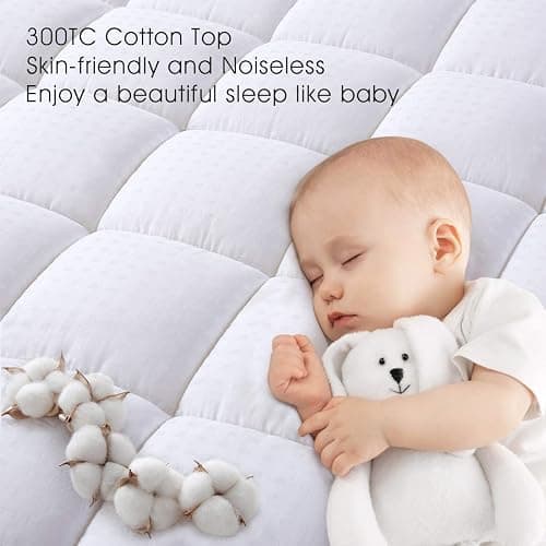 EASELAND Twin Size Mattress Pad Pillow Top Mattress Cover Quilted Fitted Cooling Protector Single Cotton Top 8-21" Deep Pocket (39x75 Inches, White) thumbnail 4