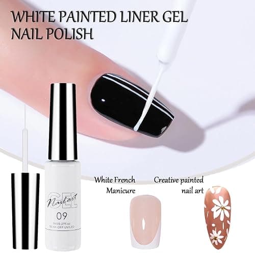 White Gel Nail Polish Liner - UV Shellac Colour For Fineliner, French Nail Art Design, Women's DIY Home Salon, Gel Colours For Nails thumbnail 2