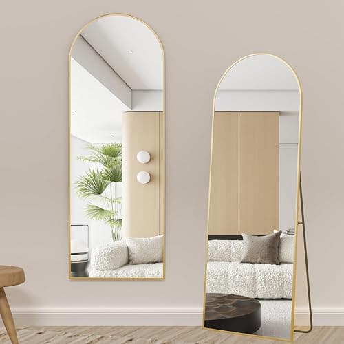 NEUWEABY Full Length Mirror, 162x53cm Arch Floor Mirror with Stand, Gold Arched Full Body Standing or Leaning for Bedroom, Living Room thumbnail 8