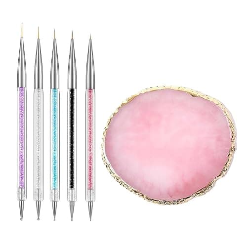 FULINJOY Resin Nail Art Palette with 5 Pcs Nail Art Brushes - Image 1