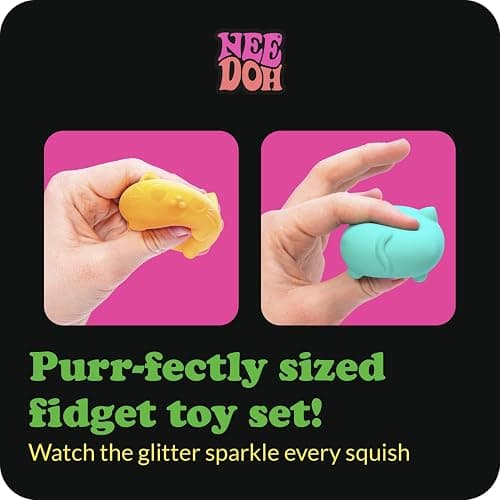 Schylling NeeDoh Teenie Cool Cat - Sensory Squeeze Toy - Contains 3 Mini Groovy Globs - 1.5" Wide - Color May Vary (Pack of 1) thumbnail 4