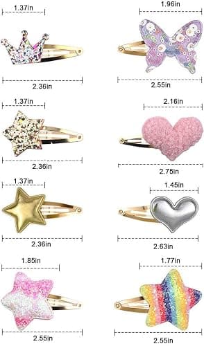 8 Pairs/16 Pack Hair Clips for Girls, Gingbiss Butterfly Metal Snap Hair Clips, Cute Girls Barrettes Heart Shaped Hair Clips Accessories for Kids thumbnail 2