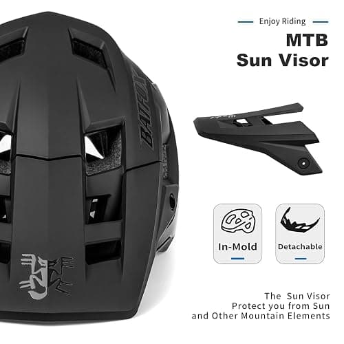 BATFOX Bike Helmet, Mountain Bike Helmet for Men Women Adults Youth | Lightweight MTB Helmet with Visor, Adjustable Bicycle Helmet for Trail, Road and Commuter, 54-63cm thumbnail 3