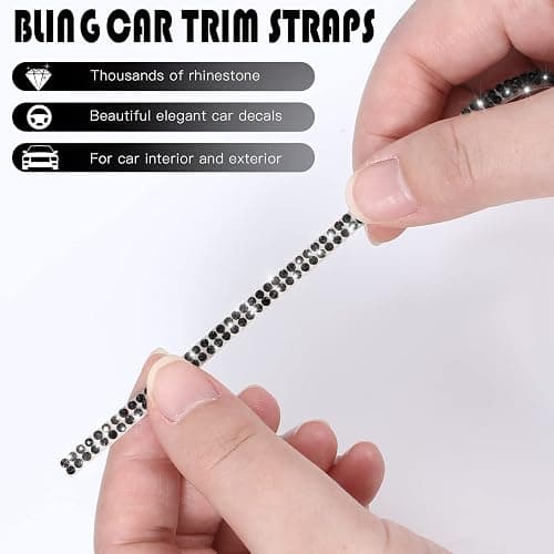 Kingdder 16.4Ft Bling Car Trim Self Adhesive Glitter Crystal Rhinestone Car Interior Exterior Accessories for Women DIY Line Molding Stickers for Auto Dashboard Diamond Ribbon Strips Decor (Black) thumbnail 3