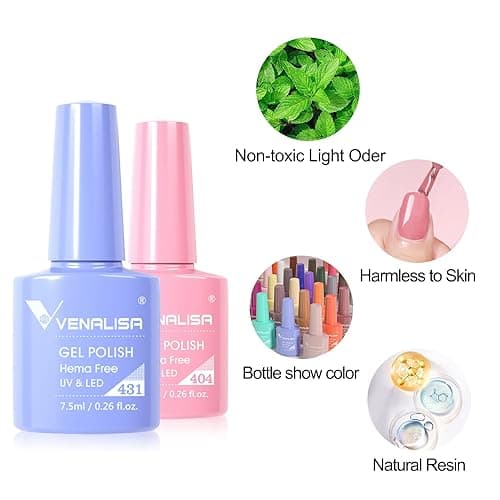VENALISA VIP4 65PCS Gel Nail Polish Set, 60 Colors 7.5ML White Black Pink Nude Gel Polish Colors Nail Art Starter Kit - VIP4 thumbnail 5