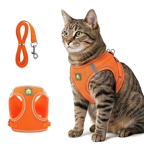 Cat Harness and Leash, 2026 New Cat Harness Escape Proof for Small Medium Large Cats, Breathable Adjustable Vest Harnesses with Reflective Strip for Walking Travel Camping (Orange, S) thumbnail 2