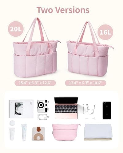 Narwey Puffer Tote Bag for Women Work with Laptop Compartment, Puffy Quilted Work Tote Bags for Travel Carry on Teacher Nurse thumbnail 6