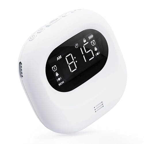 Bed Shaker Alarm Clock for Bedroom - Compact Wireless Alarm Clock with Child Lock for Traveling, 3 Vibration Levels Rechargeable Alarm Clock, LCD Display with Big Snooze, 12/24Hr & DST - Image 1