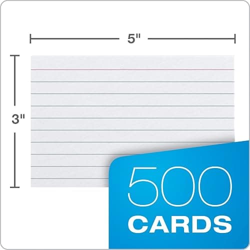 Oxford Index Cards, 3 x 5 Inches, White, Lined on Front, Blank on Back, Flashcards for School and Studying, Recipe Note Cards, 500 Count (5 Packs of 100) (40176) thumbnail 2