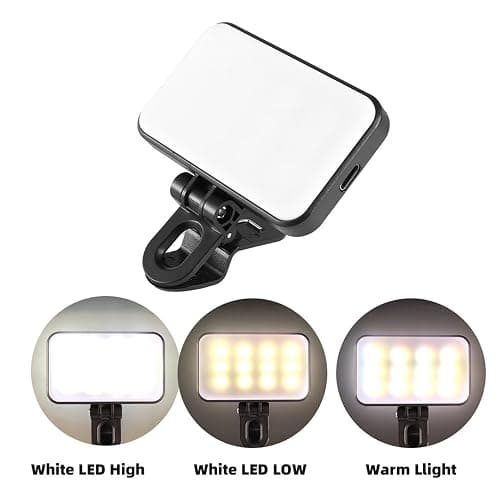 Clip on Selfie Light - Rechargeable Makeup Clip on Lamp,Rotatable Fill Light for Travel Live Streaming Home Studio Conference Selfie Video Recording Vlogging Photography thumbnail 6