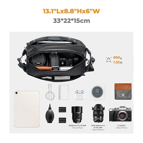 K&F Concept 2 in 1 Sling Bag Everyday Shoulder Bag & Multifunction Photography Crossbody Camera DSLR Backpack Portable Bag thumbnail 2