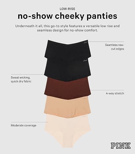 Victoria's Secret PINK Women's No Show Cheeky Underwear, Panties for Women (XS-XL) thumbnail 4