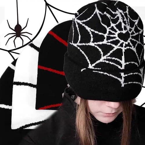 Arcimatto Y2k Spider Beanie Hat Wool Acrylic Knit Skull Cap Winter Warm Streetwear MEA Design Hats for Women Man Teenagers thumbnail 4