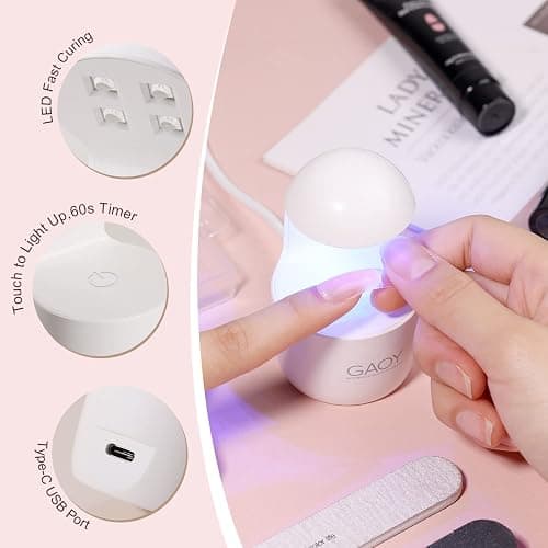 GAOY Poly Gel Nail Kit with U V Light, 6 Pcs Builder Gel Extension Kit for Beginners with Everything Nail Art DIY at Home thumbnail 5