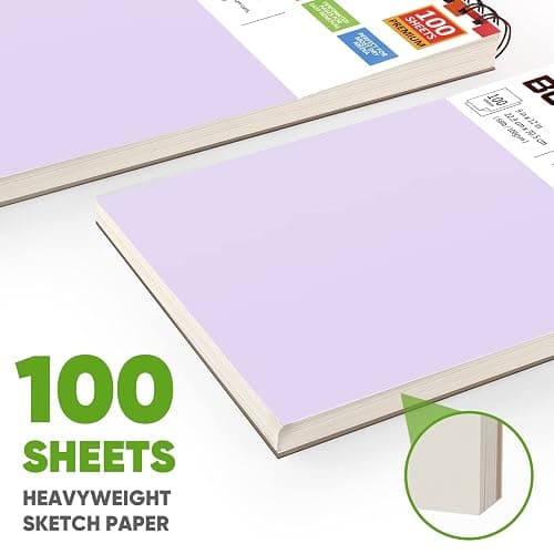 Soucolor 9" x 12" Aesthetic Sketch Book, 1-Pack 100 Sheets School Supplies Cute Sketchbook for Women, Japanese Stationary Sketching Supplies for Kids Teen Girl Gifts Birthday Gifts, Pastel Purple thumbnail 4