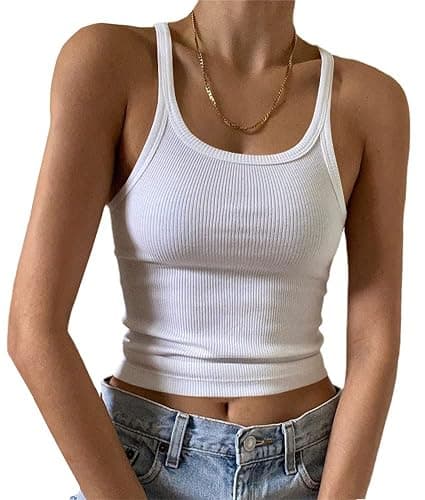 Artfish Women's Sleeveless Tank Top Form Fitting Scoop Neck Ribbed Knit Basic Cami Shirts - Image 1