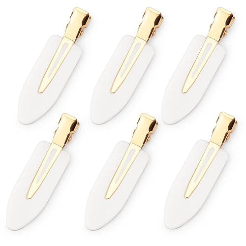 D 6 Pcs Creaseless Hair Clips for Makeup,White | No Crease，No Bend,Flat Hair Clips for styling ,Everyday Outfits, Hair Salons, Metal Handles - Image 1