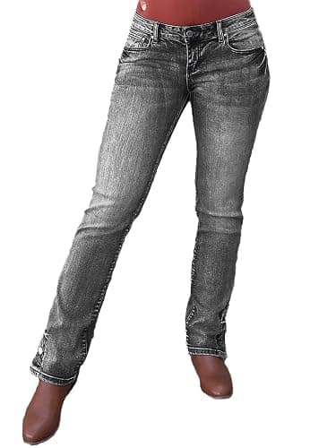 Flamingals Butt Lifting Bootcut Jeans Stretchy Casual Fall Winter Trendy Flare Leg Jeans for Women thumbnail 5