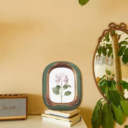 FR PARAFAYER Vintage Mini Picture Frame 2.5x3.5 Inch,Antique Ornate Photo Frame With Floral Relief,Wall and Tabletop Display,High Definition Glass Front,Retro Home Decor Art Gallery (Green 2.5x3.5) thumbnail 6