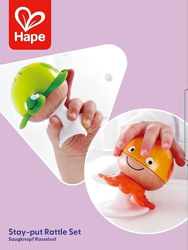Rattle Set, Hape “Stay-Put” 3 Sea Creatures with Individual Sounds, Teether Details and Suction Pads. 0+ Months thumbnail 8