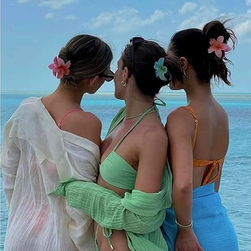 YIHECWY4 Pieces Plumeria Flower Hair Claw Clips Acrylic Hair Jaw Clips Hawaiian Hair Claw Clips for Medium Thick Hair Women and Girls Hawaii Hair Accessorie(4 colors) thumbnail 7