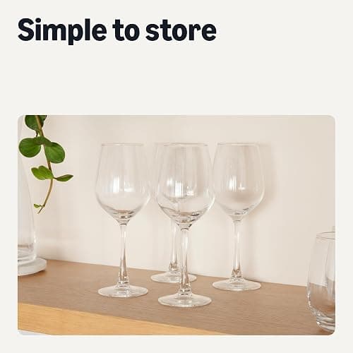 Amazon Basics Stemmed White Wine Glasses, 12 oz., Dishwasher-Safe, 4-Piece Set thumbnail 5