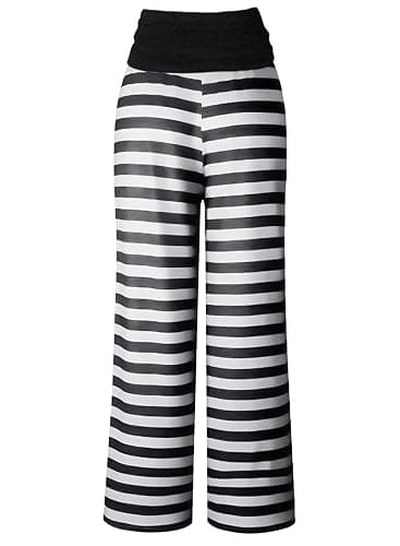 Gracyoga Women's Comfy Pajama Pants Wide Leg Lounge Palazzo Yoga Pants Stretch Casual Floral Print Fold Waist Pants thumbnail 4