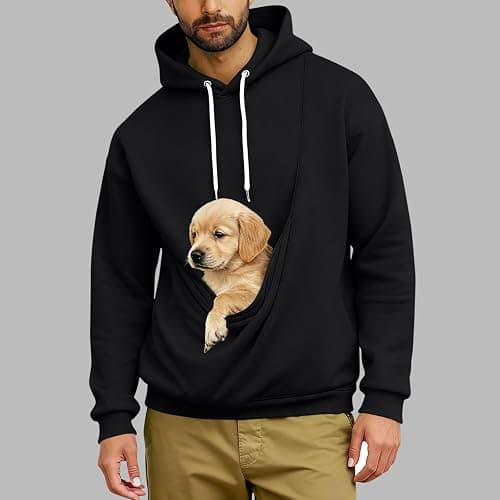 Cat Pouch Hoodie Unisex Winter Drawstring Oversized Kangaroo Pouch Hoodies Cozy Pet Carrier Sweatshirt with Pockets thumbnail 2
