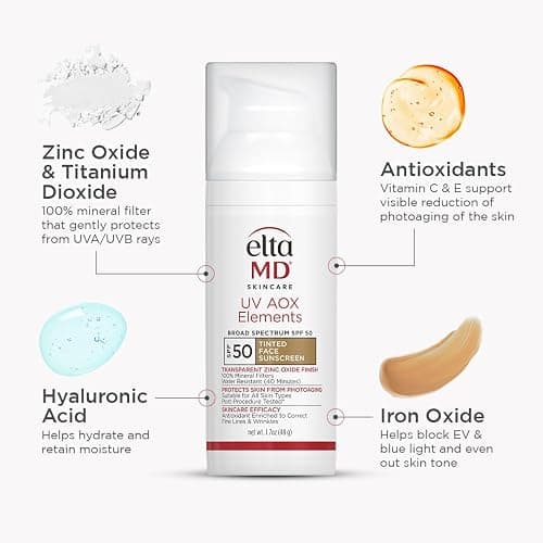 EltaMD UV AOX Elements Tinted Mineral Face Sunscreen Lotion, Tinted Moisturizer for Face SPF 50 with Antioxidants, For Dry Sensitive Skin 1.7 oz Pump thumbnail 7