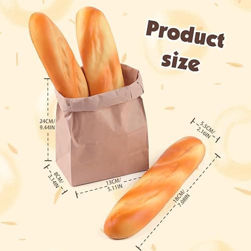 Anboor 3 Pcs Long Bread Squishy Artificial Fake Baguette Squish Toys Scented Soft Slow Rising Toy Food Pretend Play Prop Kitchen Kids thumbnail 3