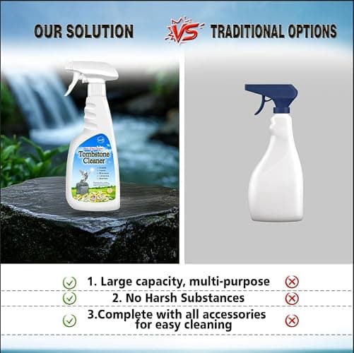 SnowLily Headstone & Stone Renewer — Formulated to Clear Moss & Stains from Granite, Quartz, Tile & Slate | Includes Tool Kit | 16.9 FL OZ thumbnail 5