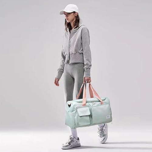 Small Gym Bag for Women, Travel Duffle Bag Carry On Weekender Bag with Shoe Compartment thumbnail 7